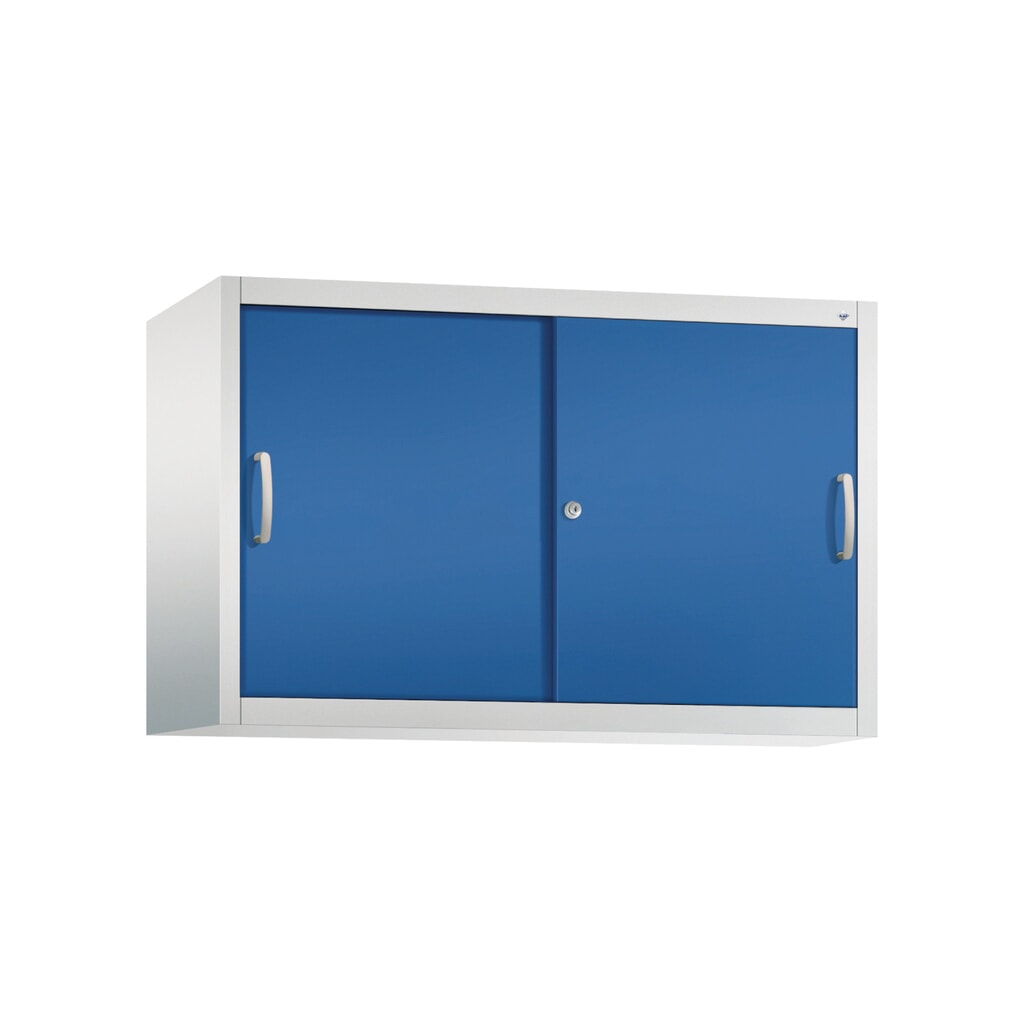 Surmeuble pour armoire à portes coulissantes d’atelier C+P, 1 tablette, H x l x P 790 x 1 200 x 400 mm, bleu gentiane, gris clair Illustration du produit: Surmeuble pour armoire à portes coulissantes d’atelier C+P, 1 tablette, H x l x P 790 x 1 200 x 400 mm, bleu gentiane, gris clair