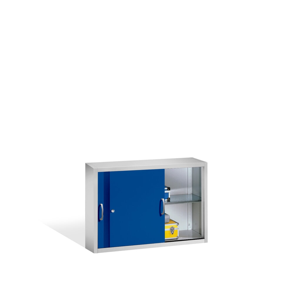 N° de l'image du produit 3 : Surmeuble pour armoire à portes coulissantes d’atelier C+P, 1 tablette, H x l x P 790 x 1 200 x 400 mm, bleu gentiane, gris clair