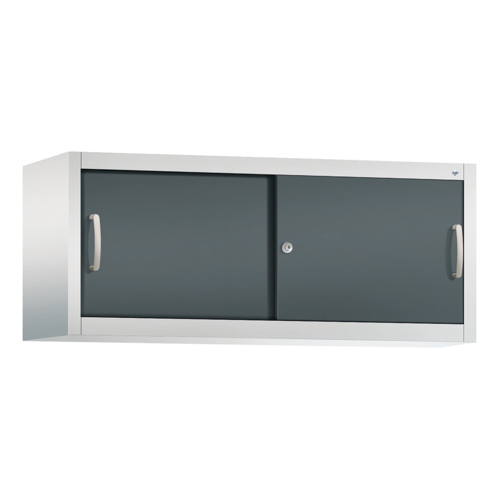 N° de l'image du produit 1 : Surmeuble pour armoire à portes coulissantes d’atelier C+P, H x l x P 500 x 1 200 x 400 mm, gris clair, gris anthracite