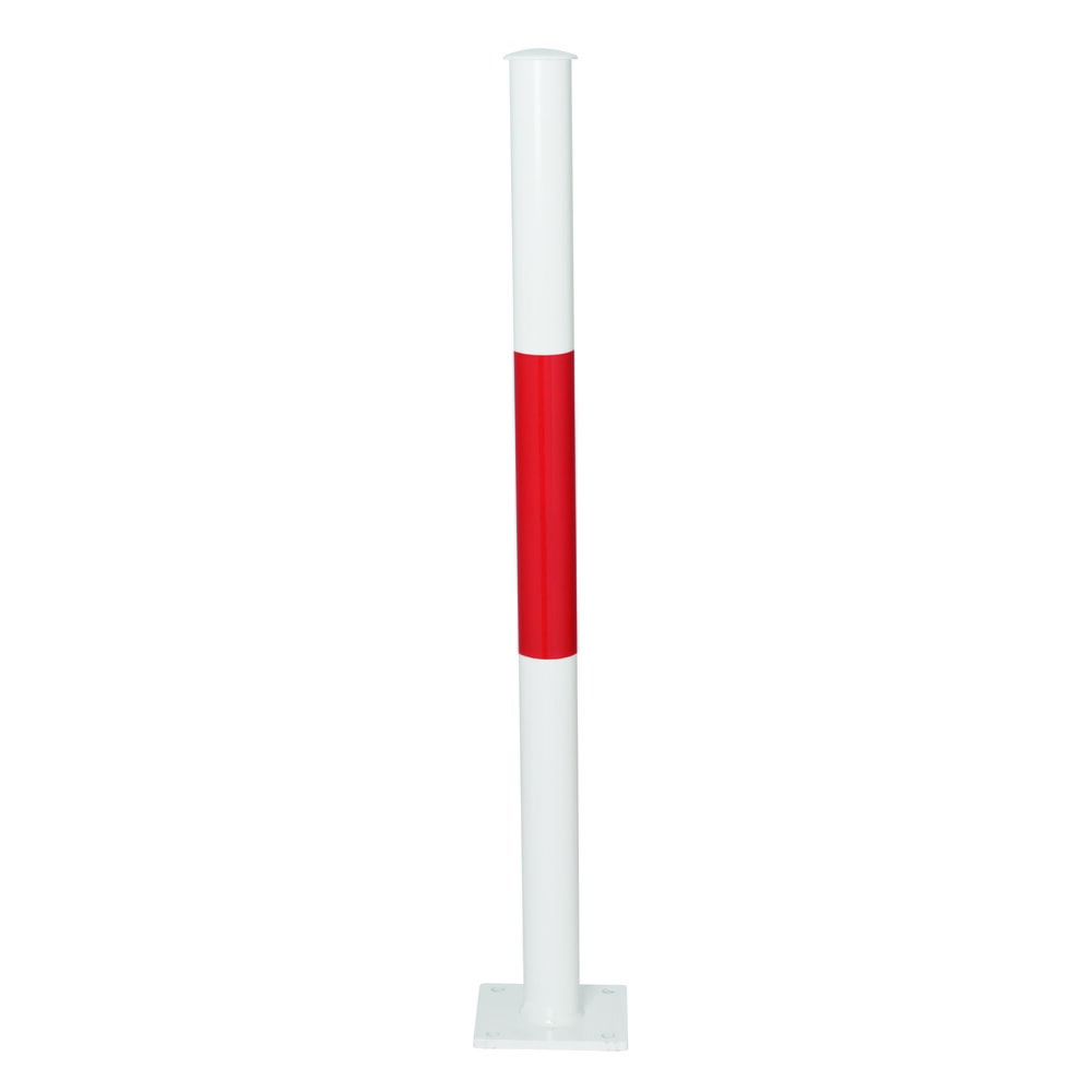 Illustration du produit: Système de rambardes MORAVIA URBAN, tube vertical, Ø 60 mm, hauteur au-dessus du sol 1 000 mm, à cheviller au sol, galvanisé à chaud et laqué, rouge/blanc