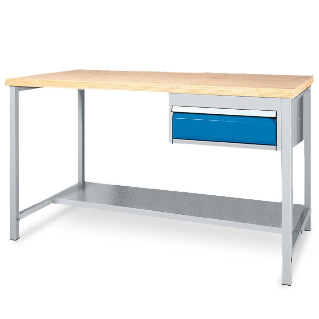 Table d’établi avec tablette de rangement + 1 tiroir Bedrunka+Hirth, capacité de charge de 200 kg, H x l x P 859 x 1 500 x 750 mm Illustration du produit: Table d’établi avec tablette de rangement + 1 tiroir Bedrunka+Hirth, capacité de charge de 200 kg, H x l x P 859 x 1 500 x 750 mm