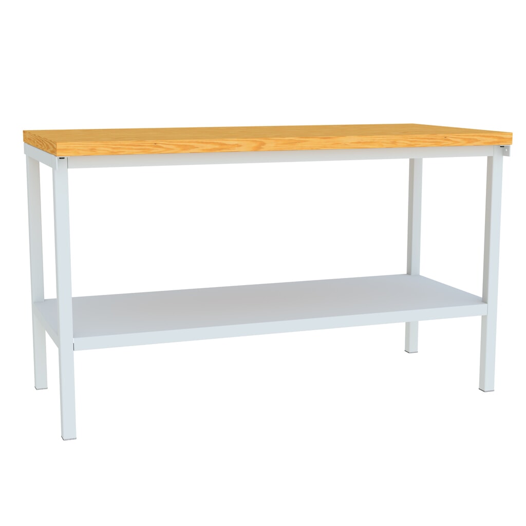 Illustration du produit: Table d’établi PAVOY avec tablette, H x l x P 900 x 1 500 x 700 mm, gris clair