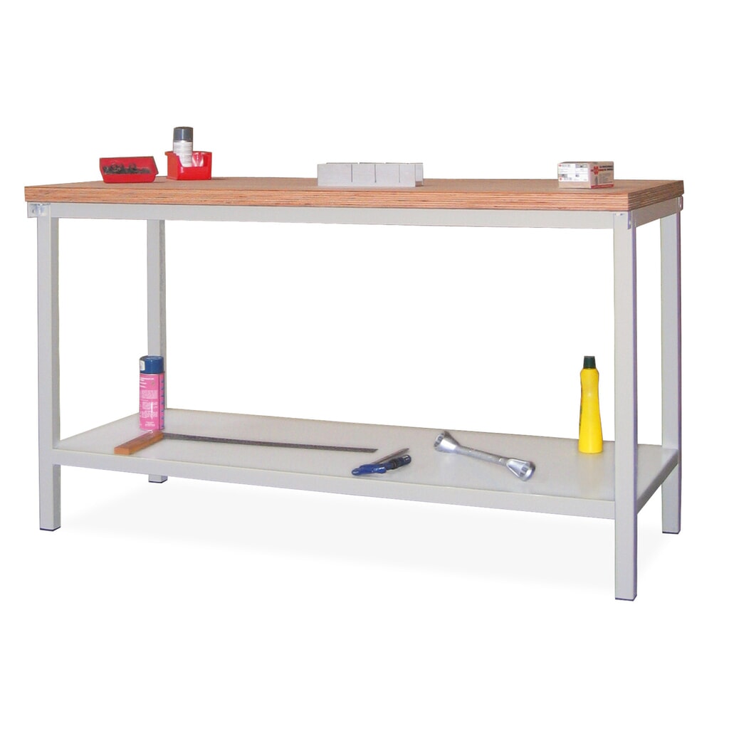 Illustration du produit: Table d’établi PAVOY avec tablette, H x l x P 900 x 2 000 x 700 mm, gris clair