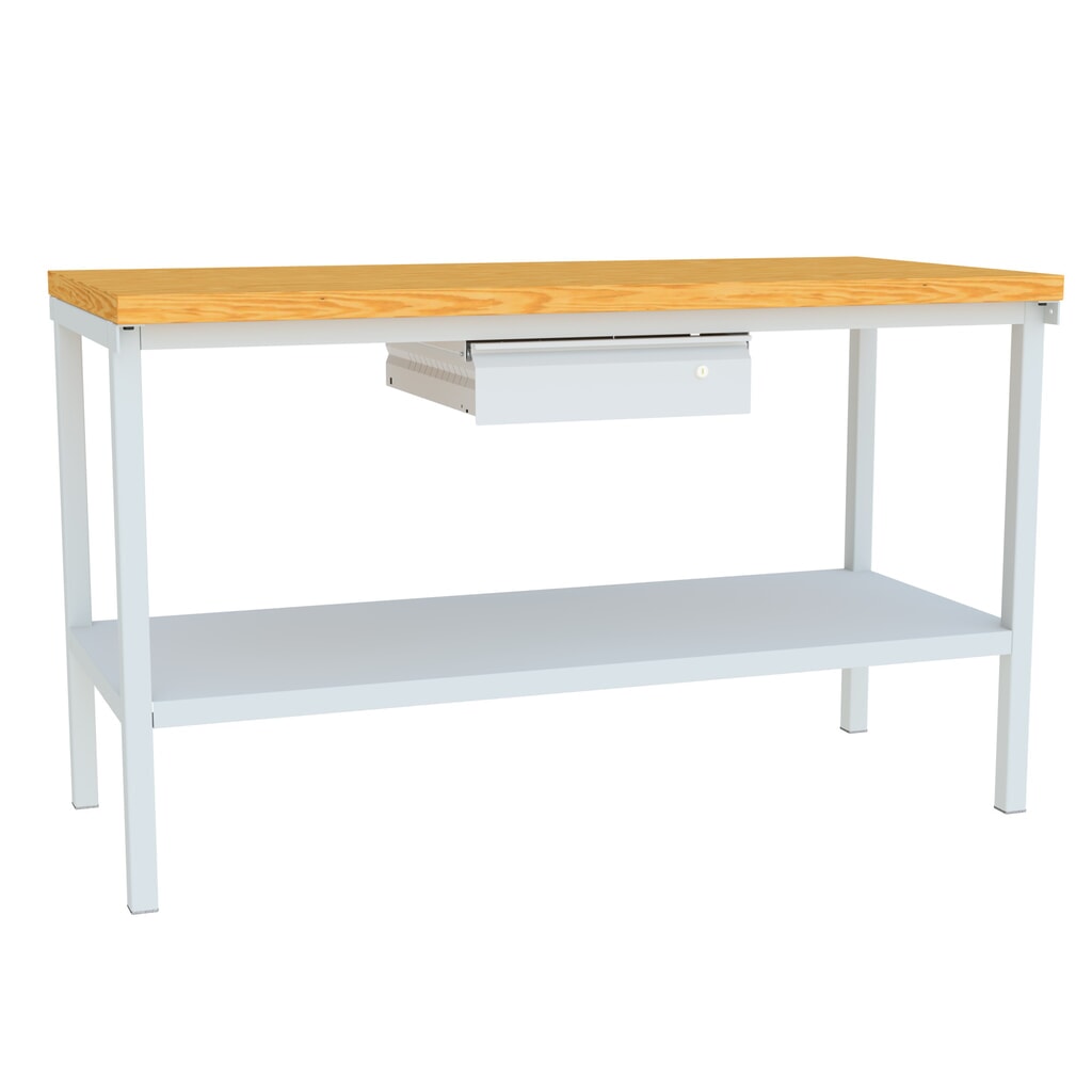 Table d’établi PAVOY avec tiroirs + tablette, H x l x P 900 x 1 500 x 700 mm, gris clair, gris clair Illustration du produit: Table d’établi PAVOY avec tiroirs + tablette, H x l x P 900 x 1 500 x 700 mm, gris clair, gris clair