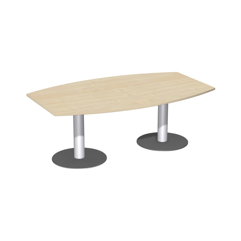 Illustration du produit: Table de conférence en forme de tonneau, pied à base ronde, l x P 2 000 x 800/1 200 mm, érable