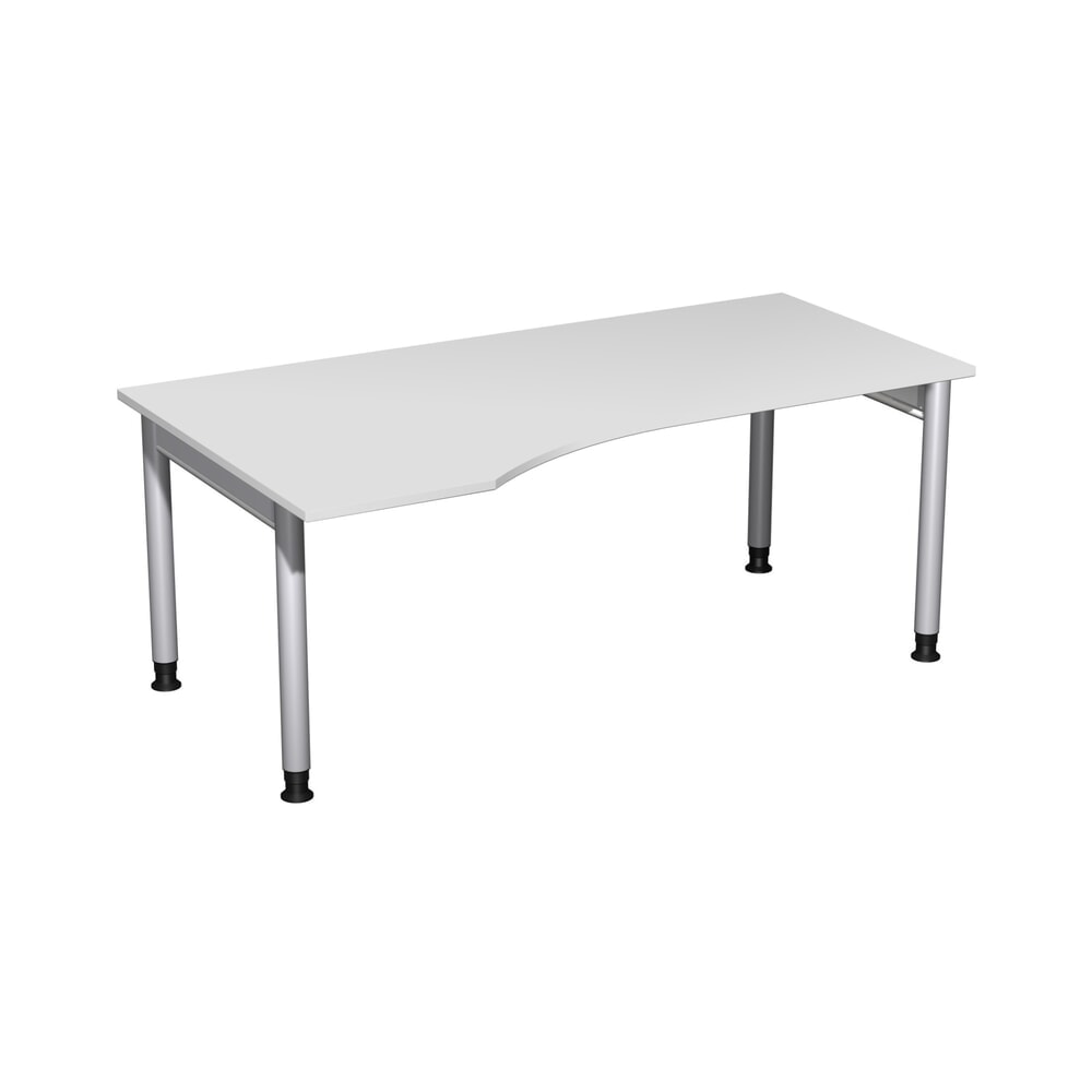 Illustration du produit: Bureau professionnel Geramöbel réglable en hauteur manuellement, bâti à 4 pieds, plateau de table en PC à gauche, LxP 1 800 x 1 000 mm, gris clair