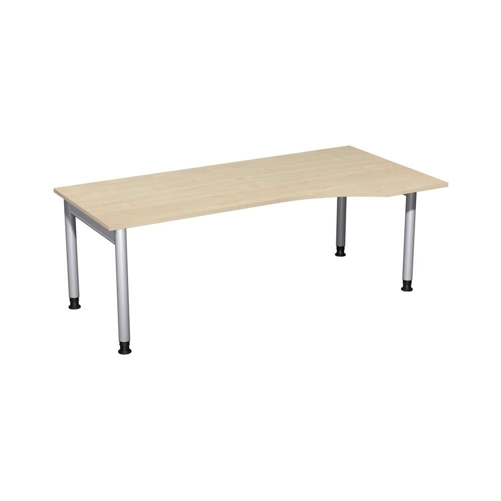 Illustration du produit: Bureau Geramöbel profilé réglable en hauteur manuellement, bâti à 4 pieds, plateau de table en PC à droite, LxP 2 000 x 1 000 mm, érable