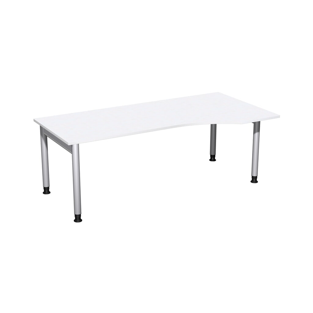 Illustration du produit: Bureau Geramöbel profilé réglable en hauteur manuellement, bâti à 4 pieds, plateau de table en PC à droite, LxP 2 000 x 1 000 mm, blanc