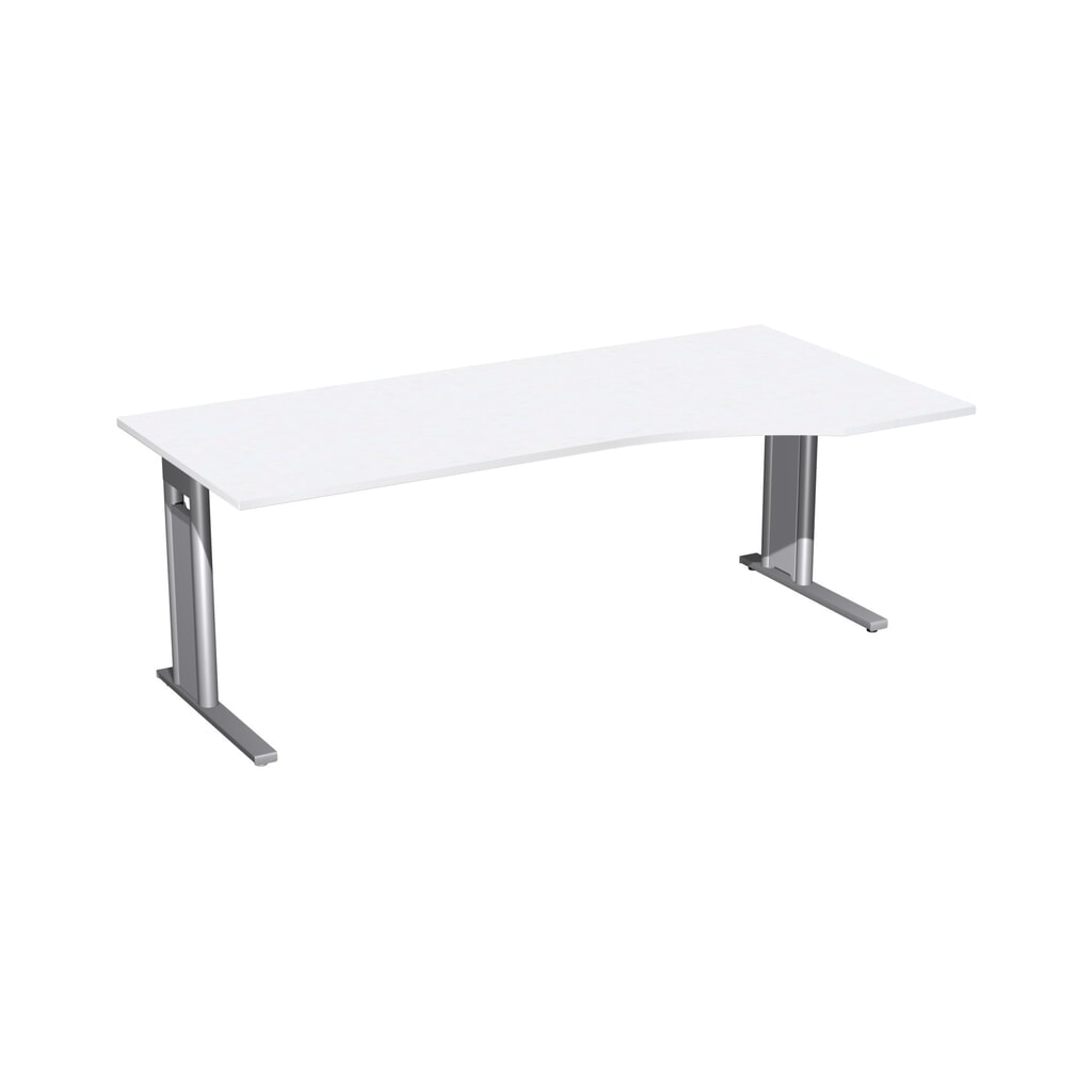 Illustration du produit: Bureau Geramöbel profilé, bâti en pied en C, plateau de table en PC à droite, LxP 2 000 x 1 000 mm, blanc