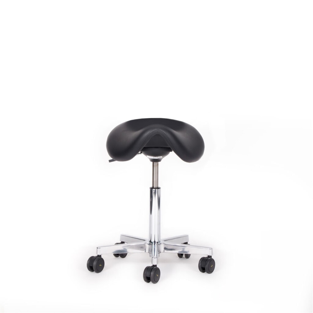 Illustration du produit: Tabouret à roulettes avec siège-selle lento sella SL12 ESD, tissu mélangé conducteur, similicuir Skai®, noir
