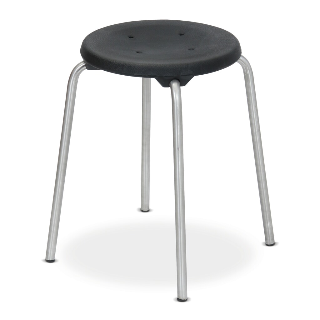 Illustration du produit: Tabouret empilable avec assise en PU, hauteur d’assise 500 mm, patins, noir