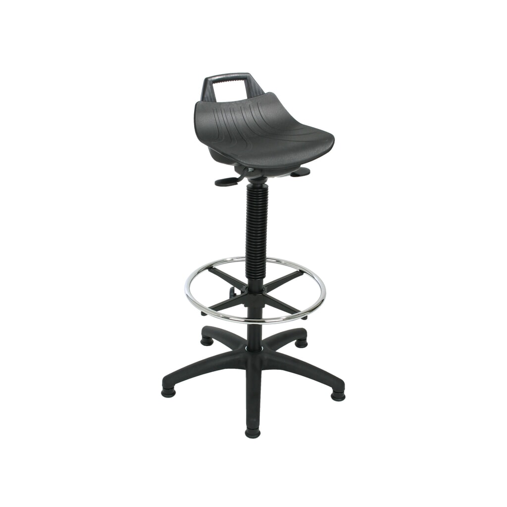 Tabouret HEMMDAL Premium, assise en PP, hauteur d'assise 630-890 mm, patins, anneau repose-pied Illustration du produit: Tabouret HEMMDAL Premium, assise en PP, hauteur d'assise 630-890 mm, patins, anneau repose-pied