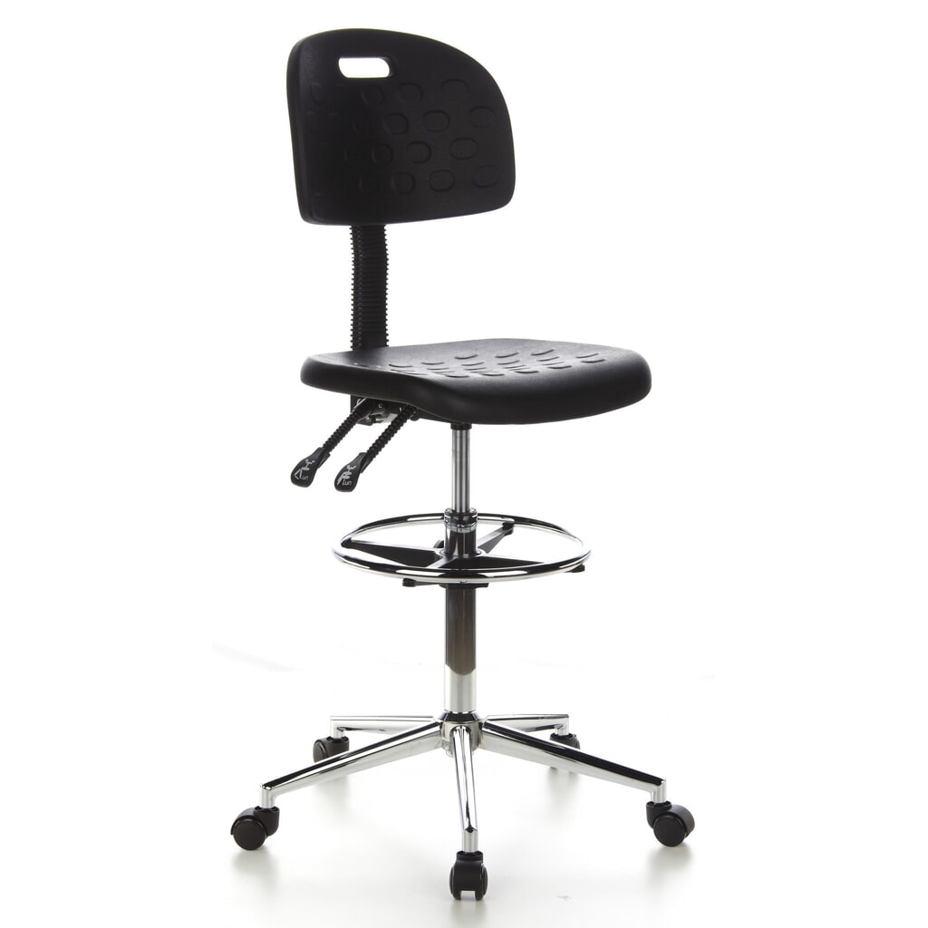 Tabouret / tabouret pivotant hjh OFFICE TOP WORK 23 similicuir, noir N° de l'image du produit 2 : Tabouret / tabouret pivotant hjh OFFICE TOP WORK 23 similicuir, noir