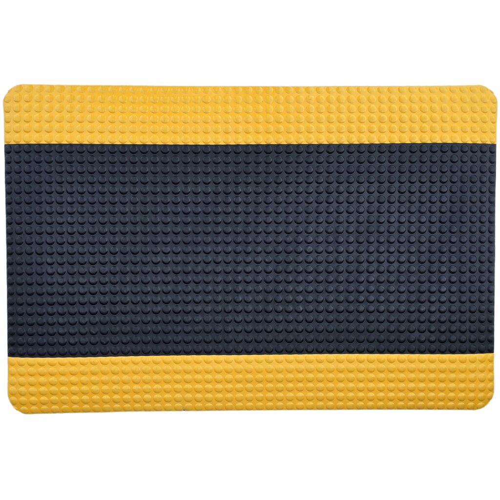 N° de l'image du produit 2 : Tapis anti-fatigue ErgoSoft Strong Steinbock®, sculptures en demi-cercle, double épaisseur, l x L 600 x 1 000 mm, noir/jaune