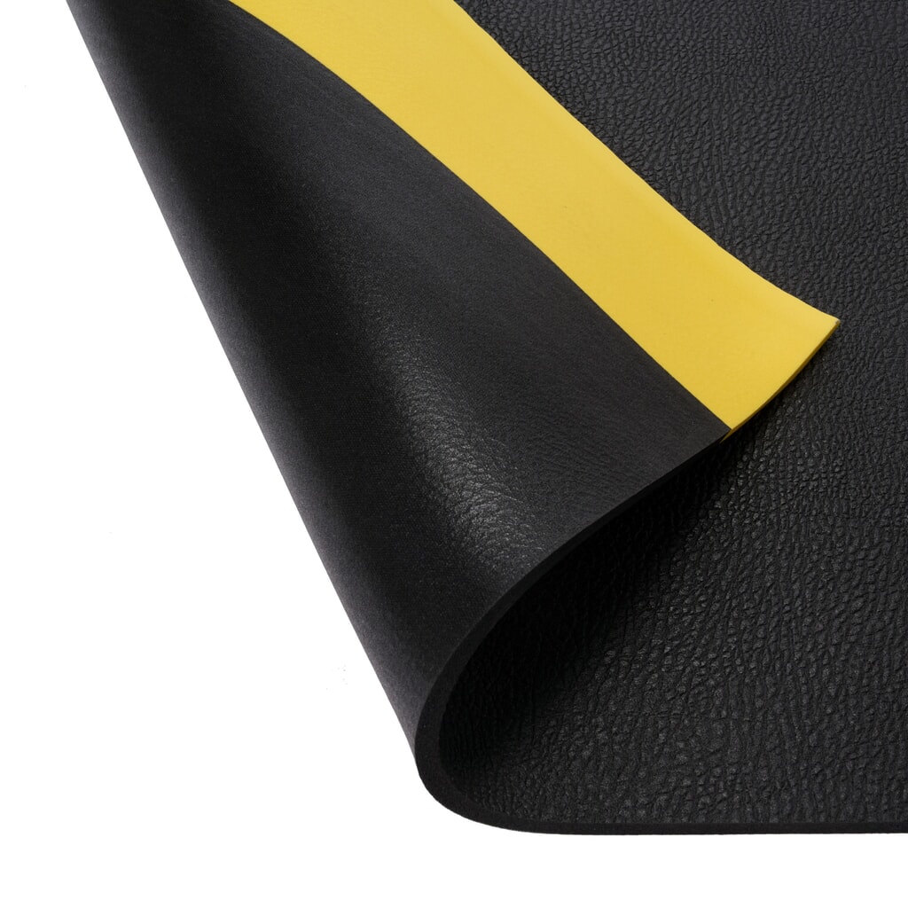 N° de l'image du produit 2 : Tapis anti-fatigue HEMMDAL ErgoSoft Classic, texturé, monocouche, LxL 600 x 600 mm, noir/jaune
