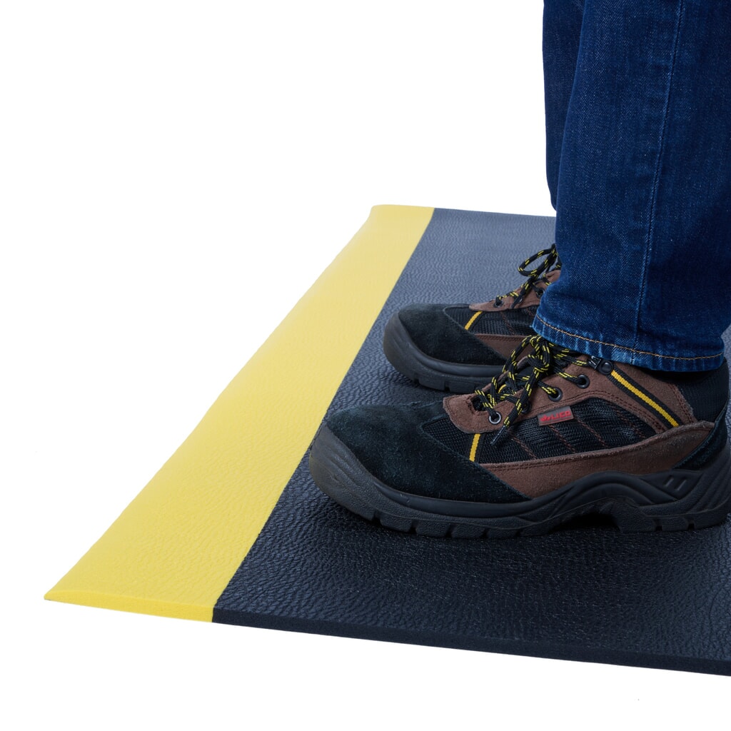 N° de l'image du produit 6 : Tapis anti-fatigue HEMMDAL ErgoSoft Classic, texturé, monocouche, LxL 600 x 600 mm, noir/jaune