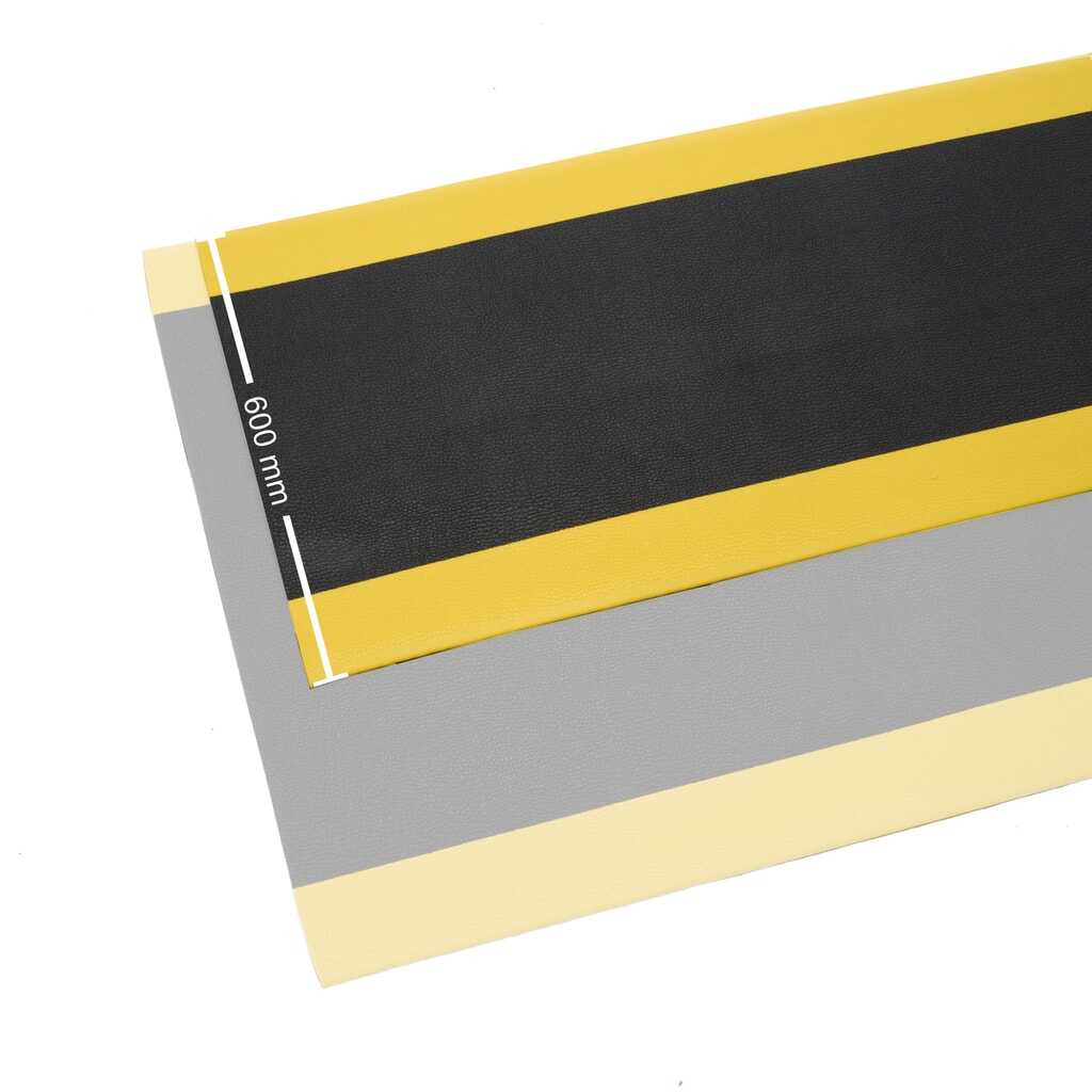Tapis anti-fatigue HEMMDAL ErgoSoft Classic, texturé, monocouche, LxL 600 x 600 mm, noir/jaune N° de l'image du produit 7 : Tapis anti-fatigue HEMMDAL ErgoSoft Classic, texturé, monocouche, LxL 600 x 600 mm, noir/jaune
