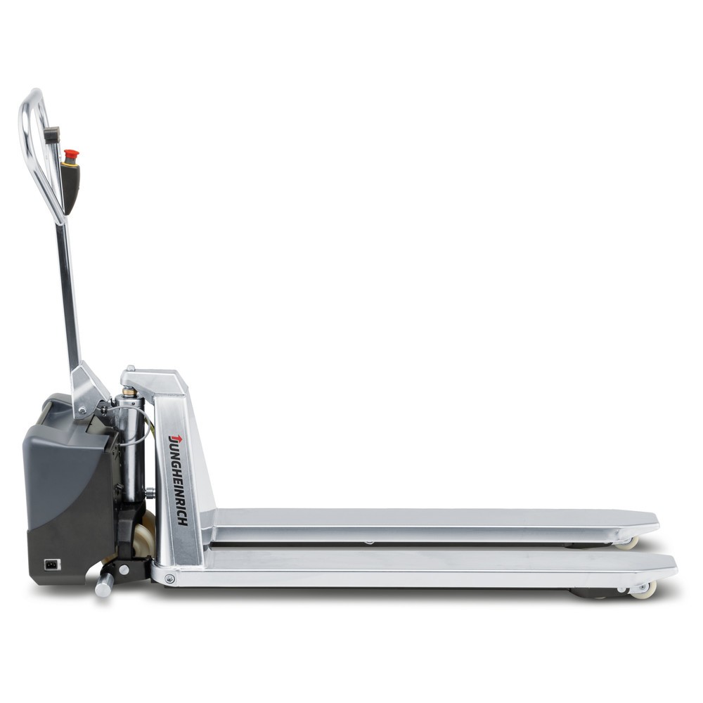 N° de l'image du produit 3 : Transpalette à ciseaux en acier inoxydable Jungheinrich AMX I15e, capacité de charge 1 500 kg, longueur des fourches 1 200 mm, nylon