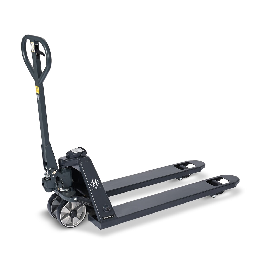 Illustration du produit: Transpalette peseur HEMMDAL PTM 2.0 Scale, capacité de charge 2 000 kg, pas de 5 kg, galets de fourche simples