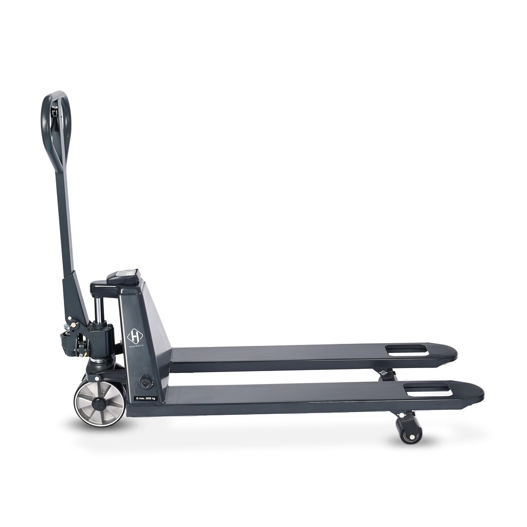 N° de l'image du produit 5 : Transpalette peseur HEMMDAL PTM 2.0 Scale, capacité de charge 2 000 kg, pas de 5 kg, galets de fourche simples