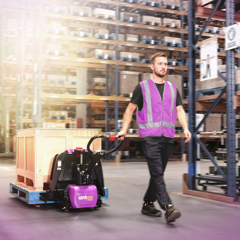 N° de l'image du produit 13 : Transpalette électrique AntOn by Jungheinrich PTL 1.5 avec roues de support, extra-large pour palettes spéciales, capacité de charge 1 500 kg, longueur de fourche 1.150 mm