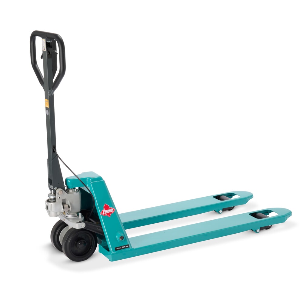 N° de l'image du produit 1 : Transpalette manuel Ameise® PTM 2.5 avec frein à main, capacité de charge 2 500 kg, longueur des fourches 1 150 mm, caoutchouc plein / polyuréthane