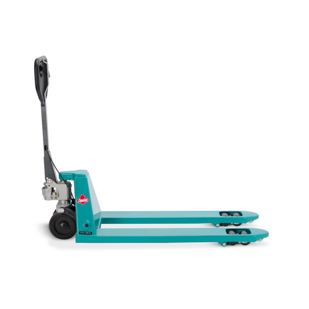 N° de l'image du produit 4 : Transpalette manuel Ameise® PTM 2.5 avec frein à main, capacité de charge 2 500 kg, longueur des fourches 1 150 mm, caoutchouc plein / polyuréthane, galets tandem