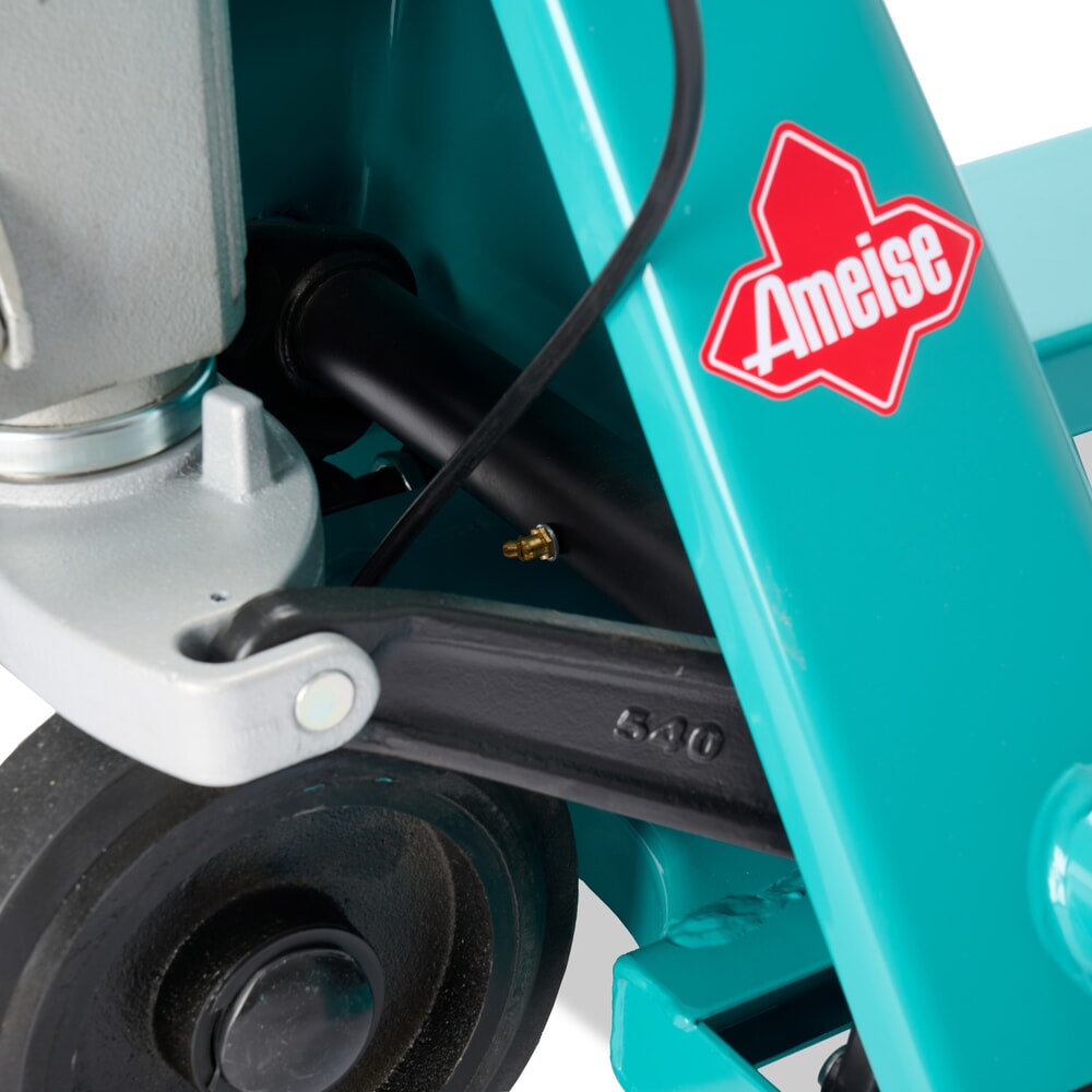 N° de l'image du produit 8 : Transpalette manuel Ameise® PTM 2.5 avec frein à main, capacité de charge 2 500 kg, longueur des fourches 1 150 mm, caoutchouc plein / polyuréthane, galets tandem