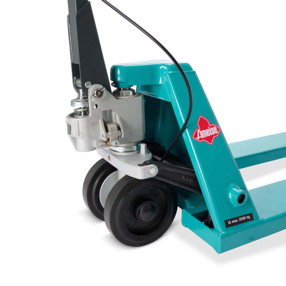 N° de l'image du produit 9 : Transpalette manuel Ameise® PTM 2.5 avec frein à main, capacité de charge 2 500 kg, longueur des fourches 1 150 mm, caoutchouc plein / polyuréthane, galets tandem
