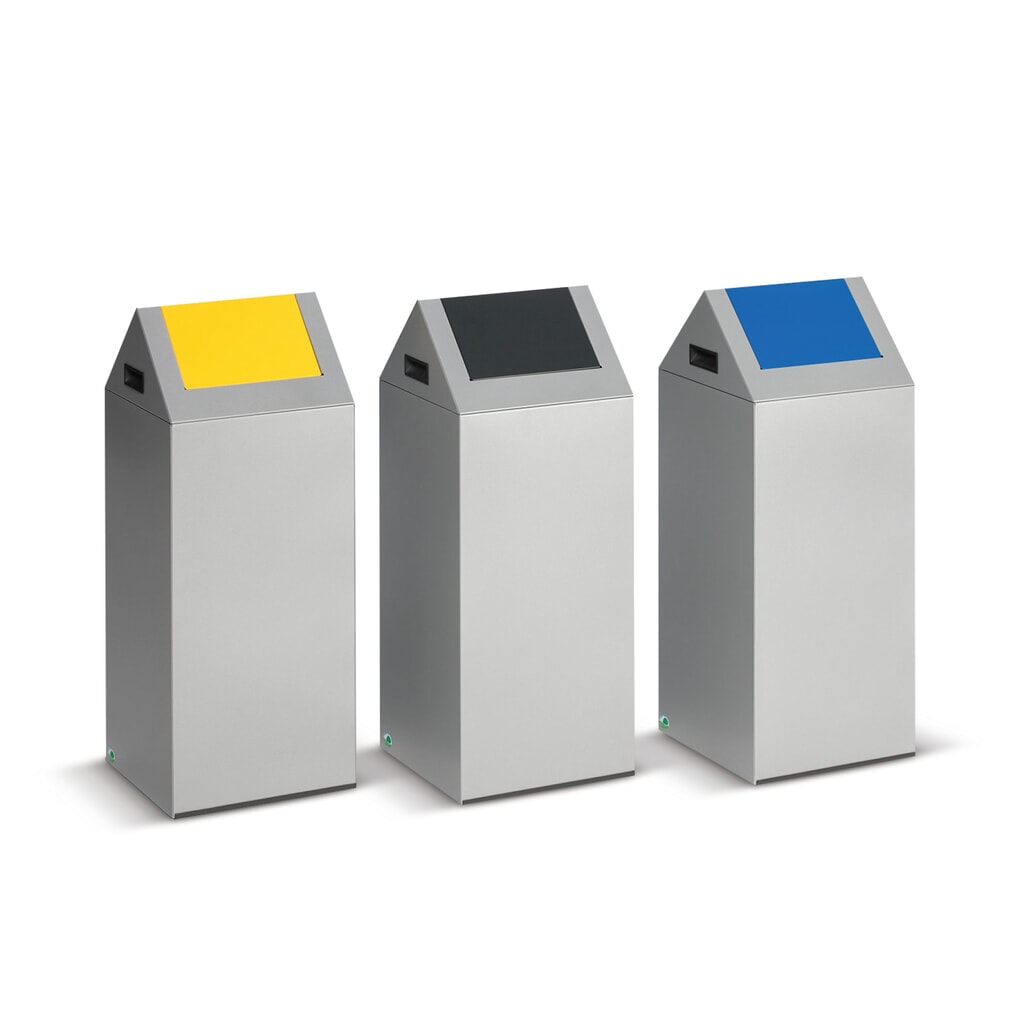 N° de l'image du produit 2 : VAR® Collecteur de déchets, 60 litres, autoextinguible, corps gris clair, couvercle anthracite