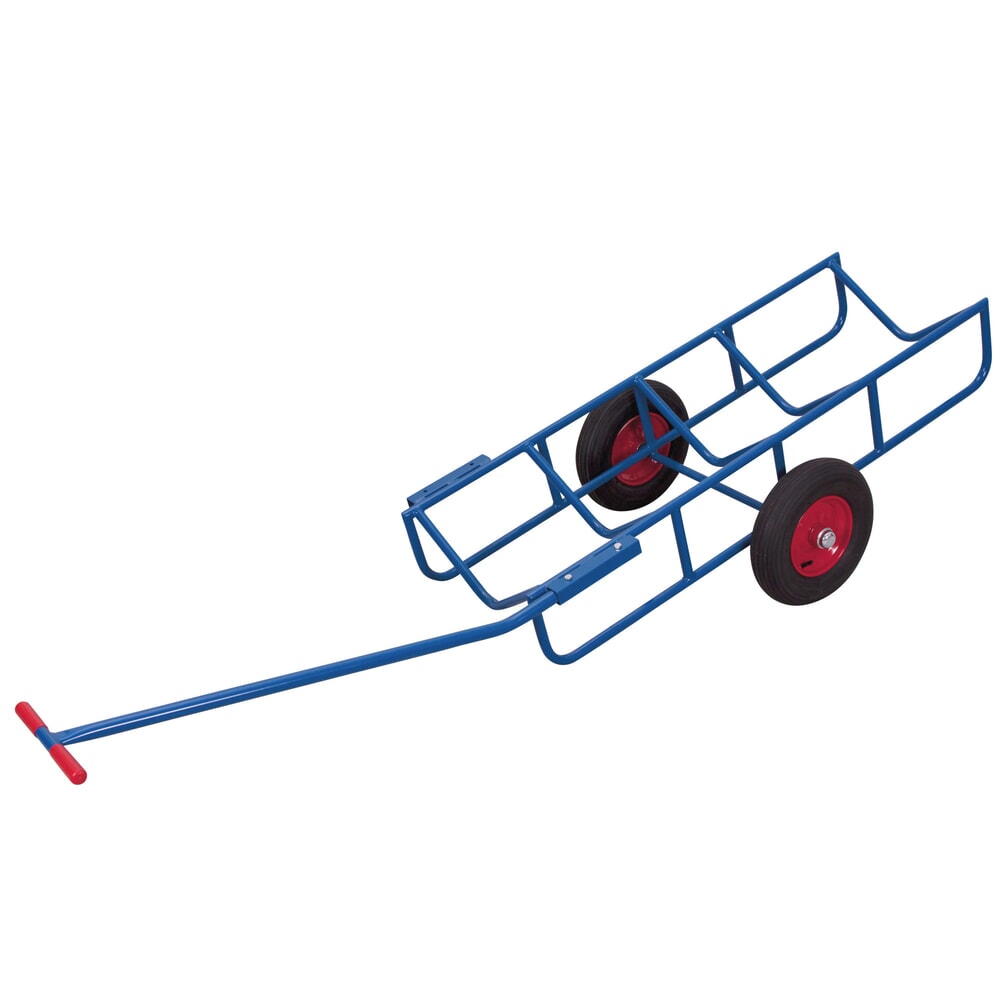 Illustration du produit: Diable VARIOfit® à roulettes en acier, capacité de charge 400 kg, pneus gonflables, bleu gentiane.