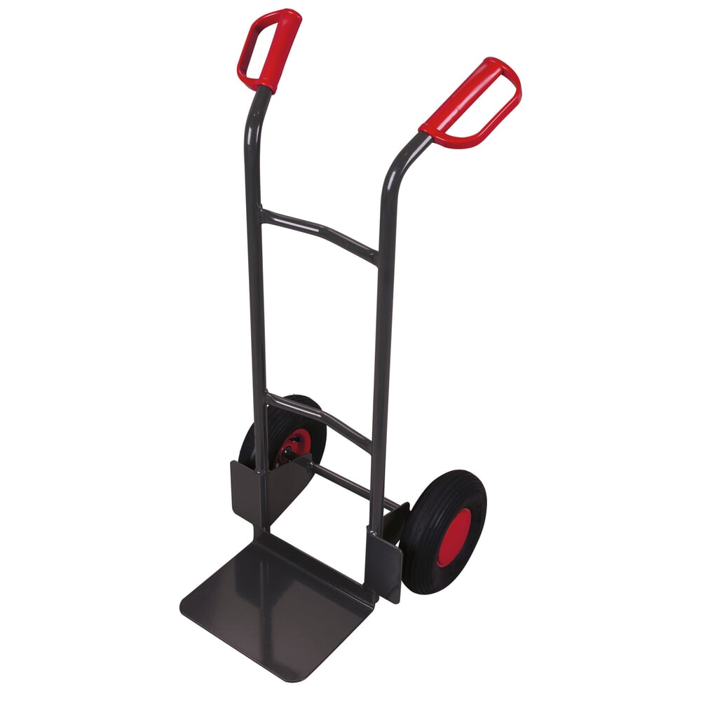 N° de l'image du produit 1 : Diable en tube d'acier VARIOfit®, capacité de charge 200 kg, pelle L x P 320 x 250 mm, pneumatique, gris anthracite
