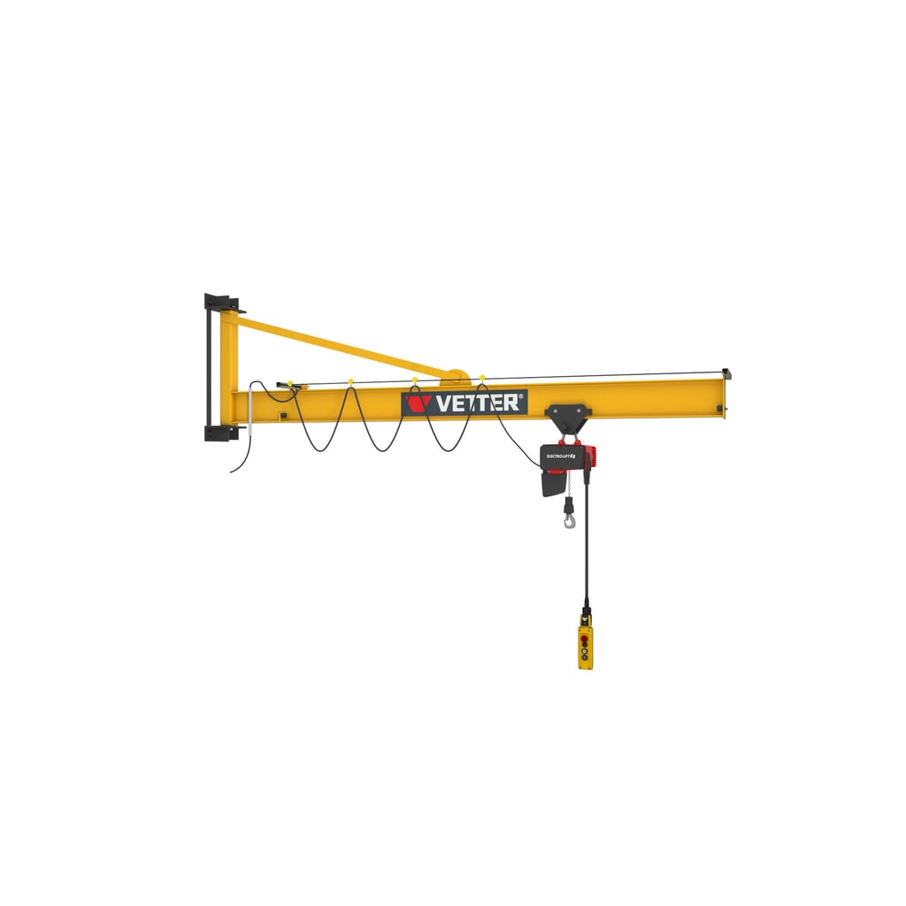 VETTER® Potence, palan électrique à chaîne LIFTKET compris, version murale avec haubanage, portée 3 000 mm, capacité de charge 125 kg N° de l'image du produit 3 : VETTER® Potence, palan électrique à chaîne LIFTKET compris, version murale avec haubanage, portée 3 000 mm, capacité de charge 125 kg