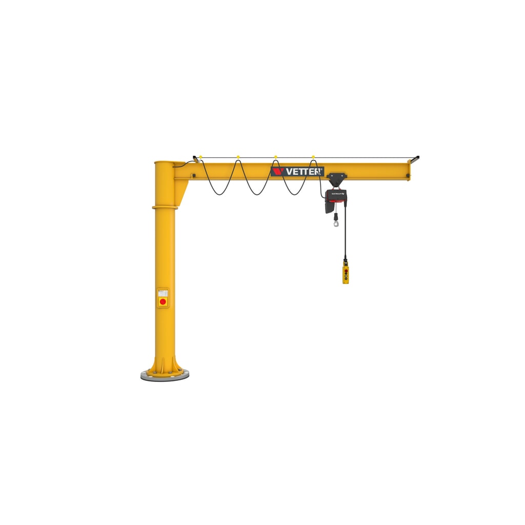 VETTER® Potence, palan électrique à chaîne LIFTKET compris, version sur fût, plage de pivotement de 360°, portée 3 000 mm, capacité de charge 125 kg Illustration du produit: VETTER® Potence, palan électrique à chaîne LIFTKET compris, version sur fût, plage de pivotement de 360°, portée 3 000 mm, capacité de charge 125 kg