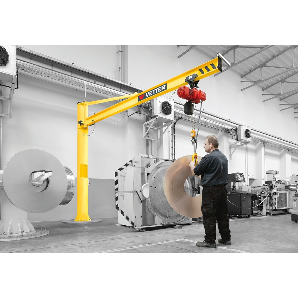 N° de l'image du produit 5 : VETTER® Potence, palan électrique à chaîne LIFTKET compris, version sur fût avec haubanage, matériel de fixation compris, portée 3 000 mm, capacité de charge 125 kg