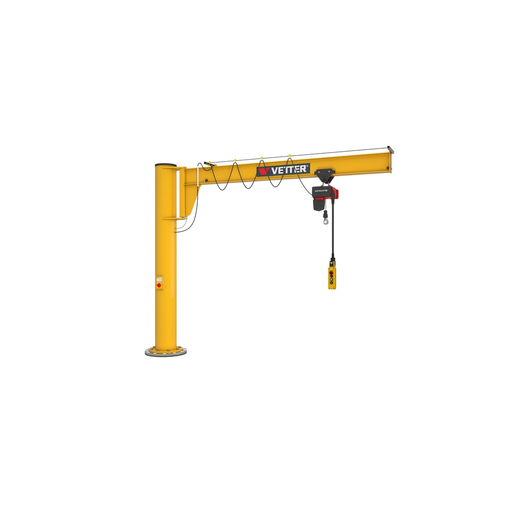 VETTER® Potence, palan électrique à chaîne LIFTKET compris, version sur fût, construction basse, matériel de fixation inclus, portée 3 000 mm, capacité de charge 125 kg N° de l'image du produit 4 : VETTER® Potence, palan électrique à chaîne LIFTKET compris, version sur fût, construction basse, matériel de fixation inclus, portée 3 000 mm, capacité de charge 125 kg