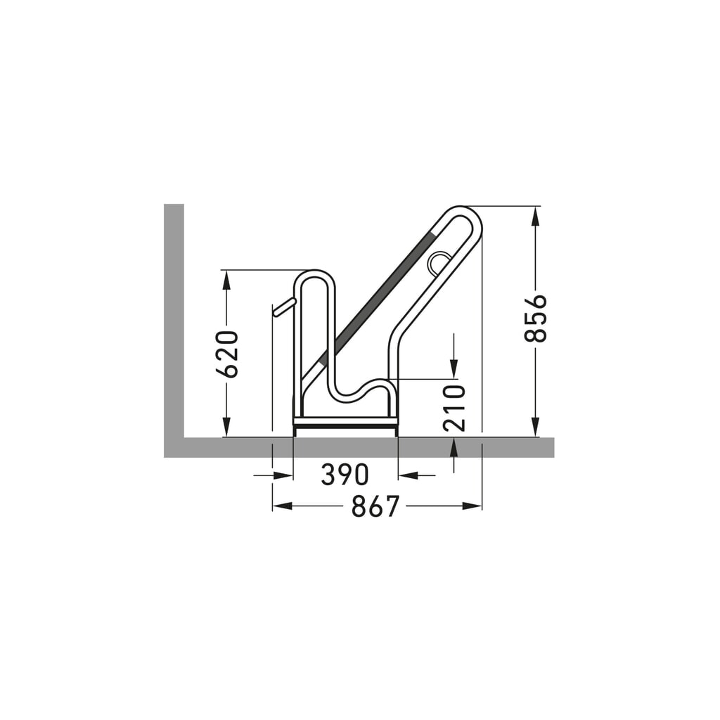 N° de l'image du produit 7 : Parc à vélos wsm® 4801 XXBF, unilatéral, 1 place, position basse