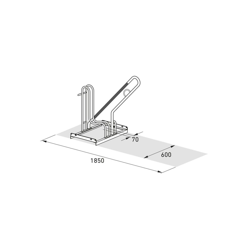 N° de l'image du produit 8 : Parc à vélos wsm® 4801 XXBF, unilatéral, 1 place, position basse