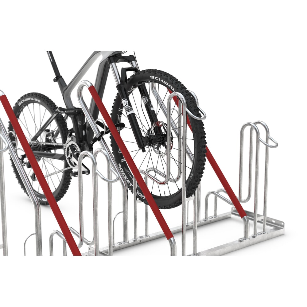 N° de l'image du produit 4 : Range-vélo wsm® 4500 XBF avec arceau d'appui, galvanisé à chaud, unilatéral, 2 places, écart entre les roues 500 mm