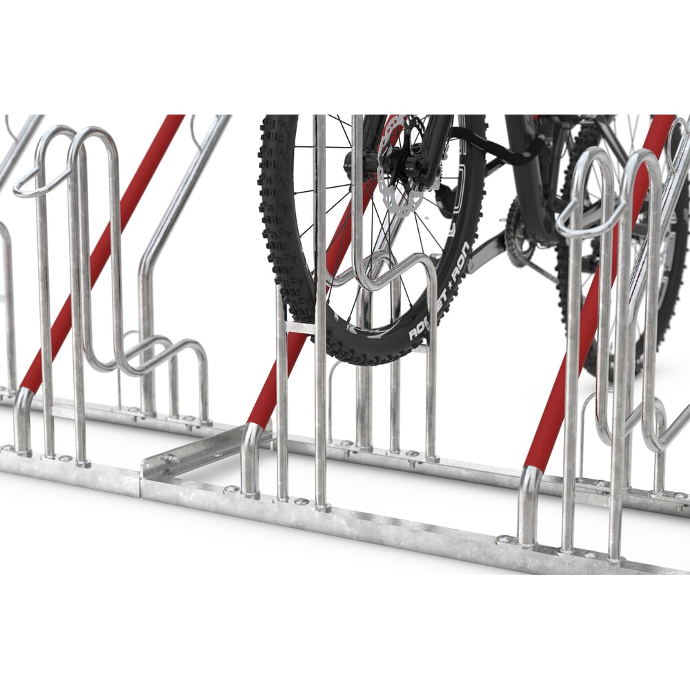 N° de l'image du produit 6 : Range-vélo wsm® 4500 XBF avec arceau d'appui, galvanisé à chaud, unilatéral, 2 places, écart entre les roues 500 mm