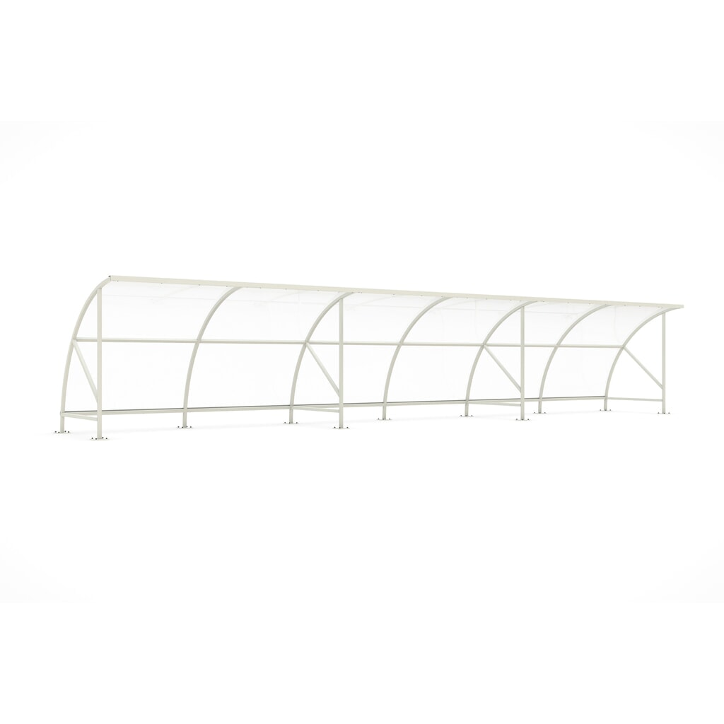 Abri wsm® BAMBERG en arc de cercle, largeur 12 350 mm, gris-blanc Illustration du produit: Abri wsm® BAMBERG en arc de cercle, largeur 12 350 mm, gris-blanc
