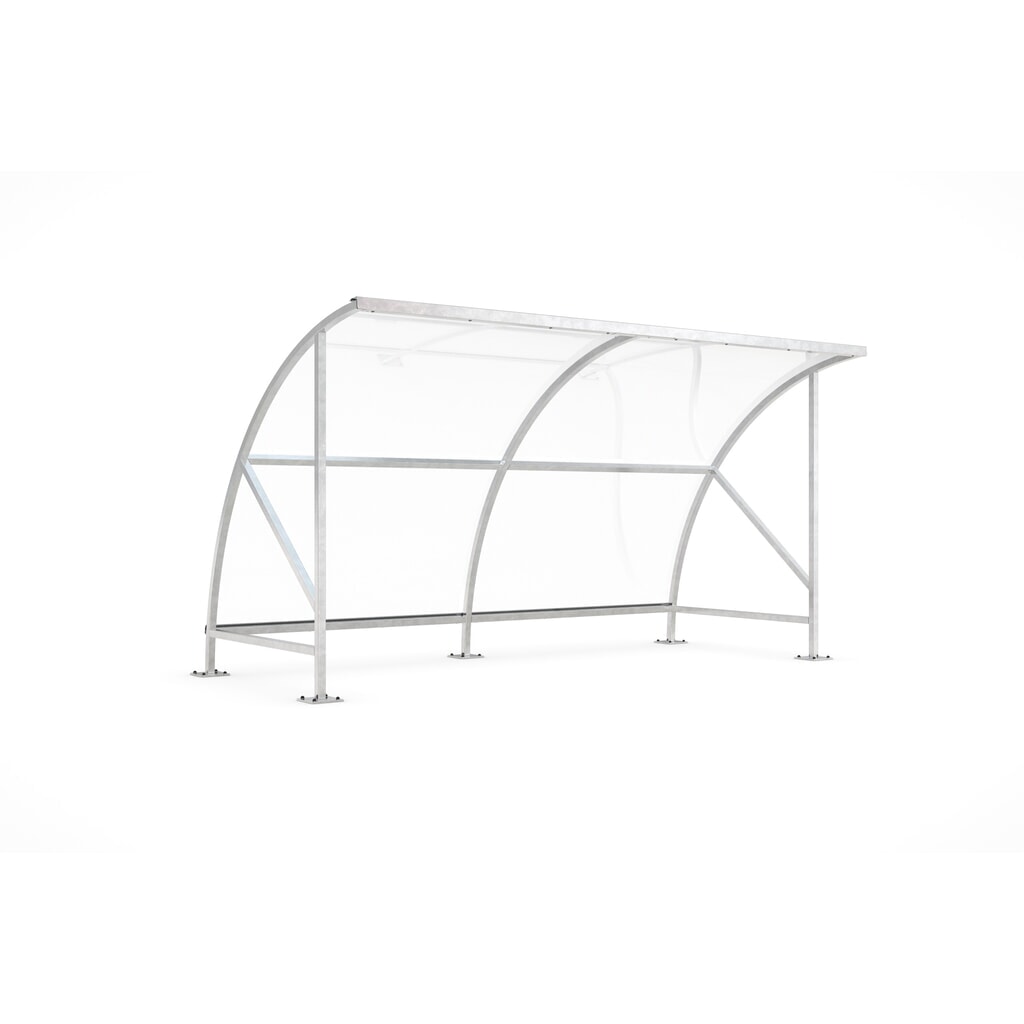 Abri wsm® BAMBERG en arc de cercle, largeur 4 130 mm, galvanisé à chaud Illustration du produit: Abri wsm® BAMBERG en arc de cercle, largeur 4 130 mm, galvanisé à chaud