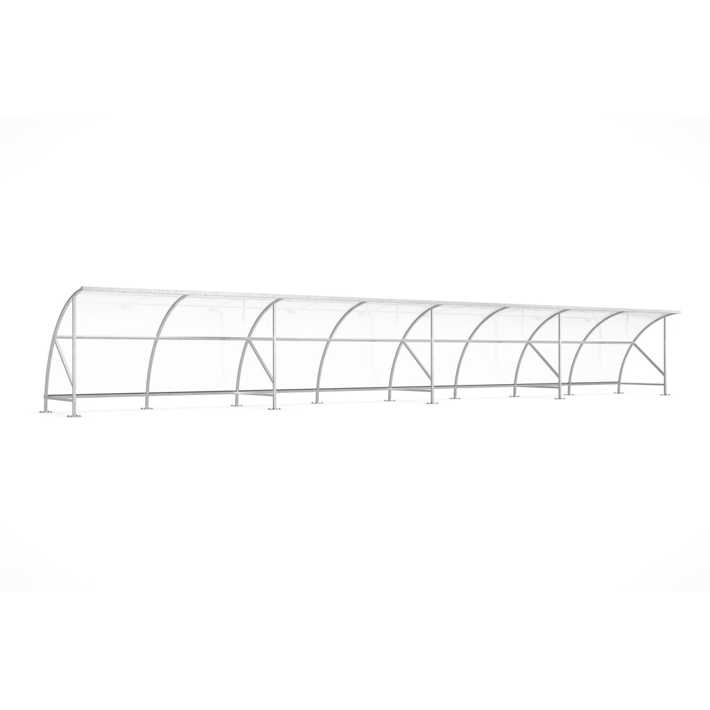 Abri wsm® BAMBERG en arc de cercle, largeur 16 450 mm, galvanisé à chaud Illustration du produit: Abri wsm® BAMBERG en arc de cercle, largeur 16 450 mm, galvanisé à chaud