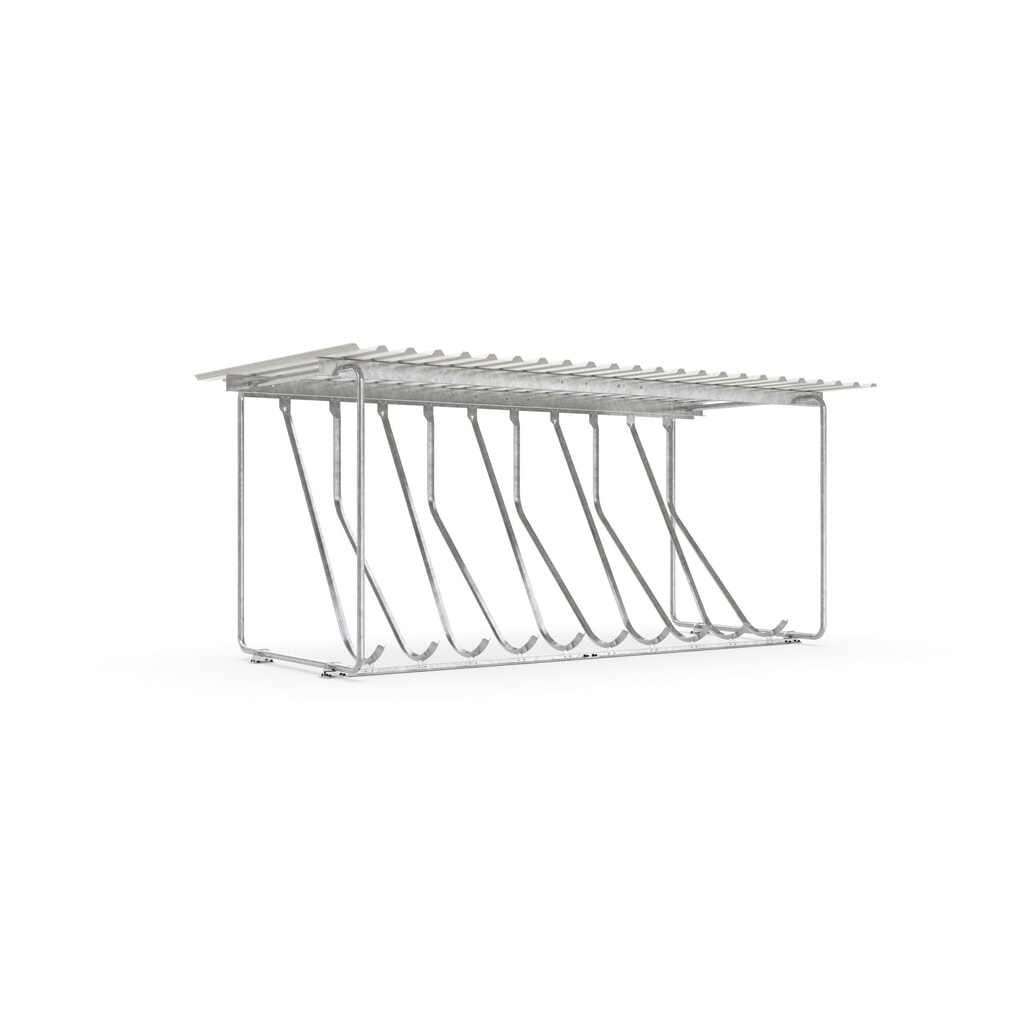 Illustration du produit: Abri wsm® SIEGEN, avec supports de stationnement inclinés, galvanisé à chaud, unilatéral, 10 places