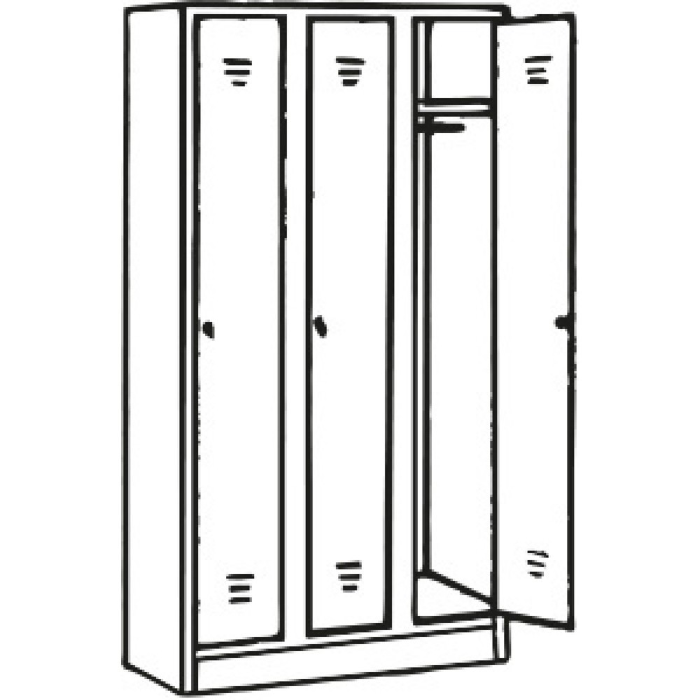 Produktabbildung Nr. 2: Garderobekast met sokkel HEMMDAL HG-S-2, draaivergrendeling, 3 compartimenten, lichtgrijs