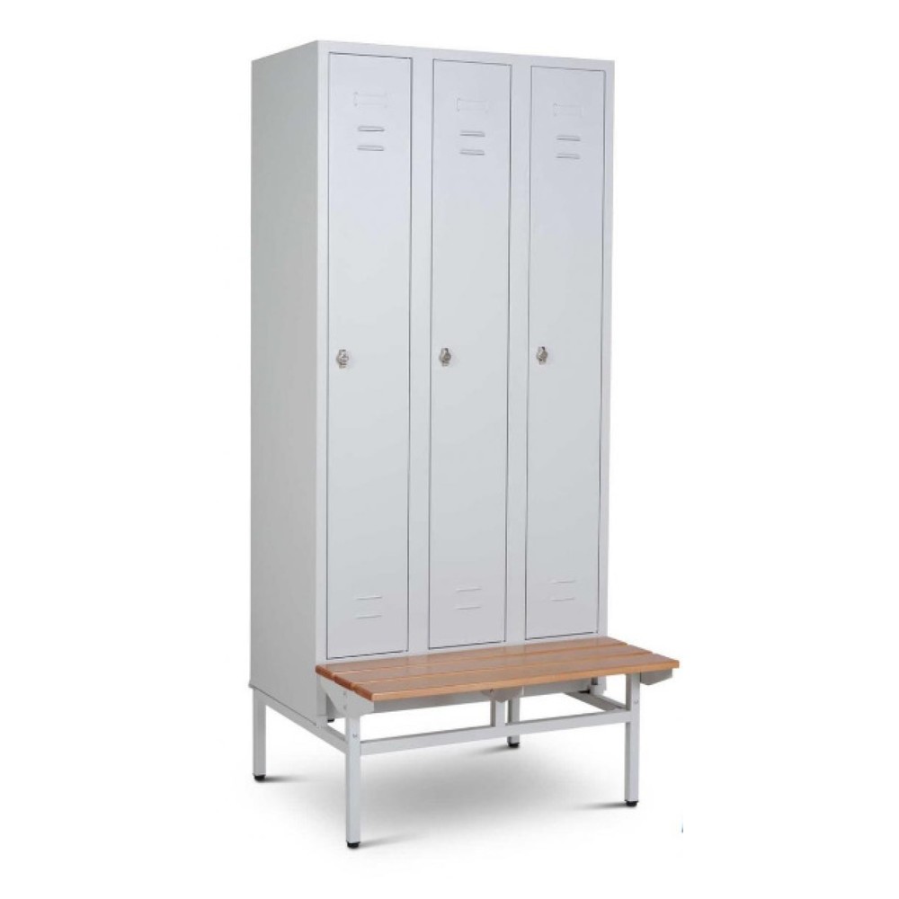 Produktabbildung Nr. 1: Garderobekast met zitbank HEMMDAL HG-SB-1, draaivergrendeling, 3 compartimenten, hxbxd 1800 x 900 x 500 mm, lichtgrijs