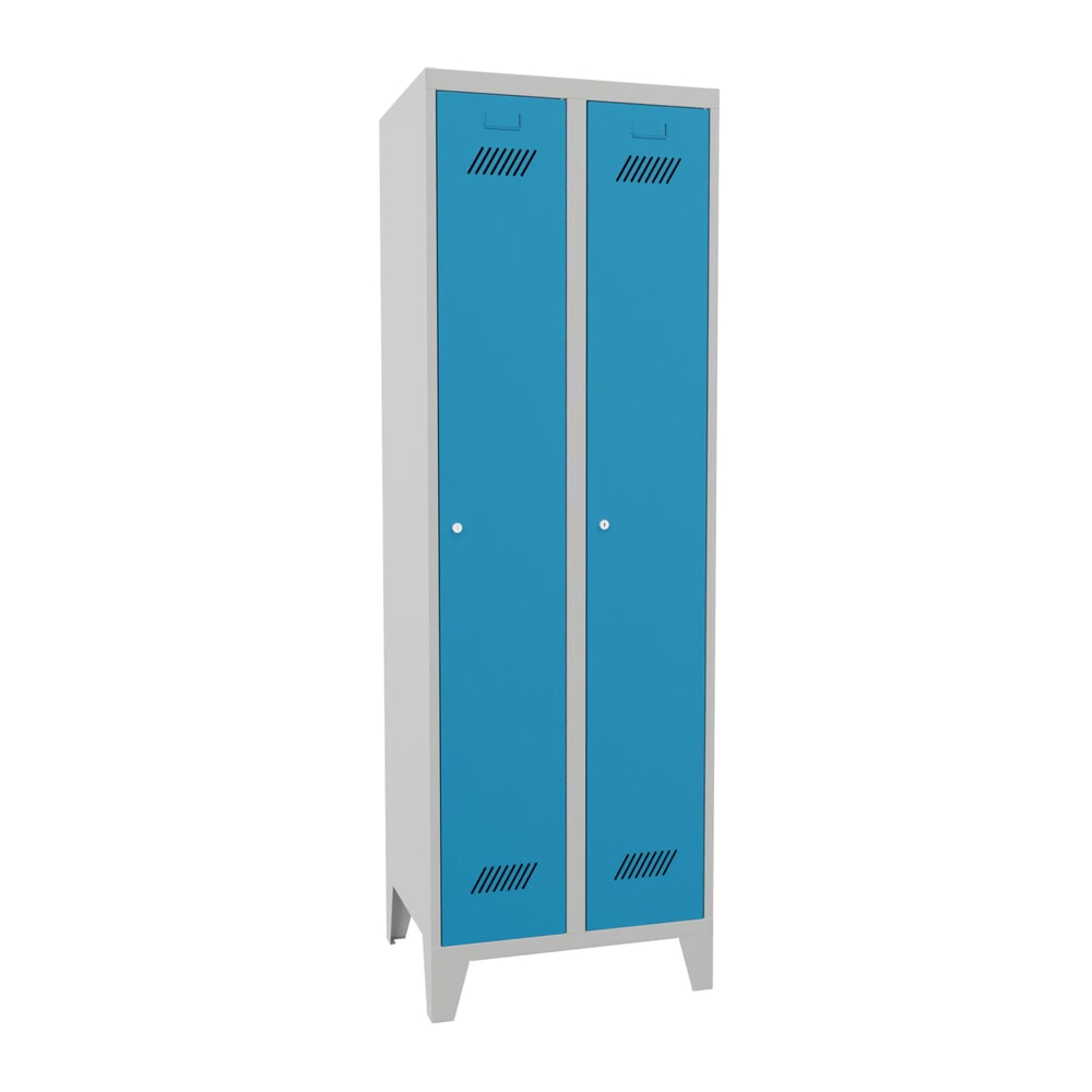 Produktabbildung Nr. 1: Garderobekast PAVOY met poten + cilinderslot, met 2 compartimenten, hxbxd 1.850 x 630 x 500 mm, lichtblauw, lichtgrijs