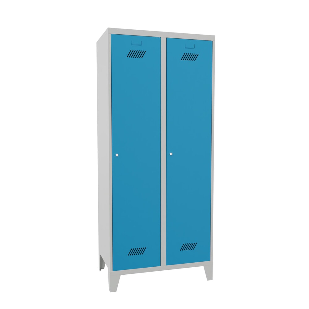 Product afbeelding: Garderobekast PAVOY met poten + cilinderslot, met 2 compartimenten, hxbxd 1.850 x 830 x 500 mm, lichtblauw, lichtgrijs