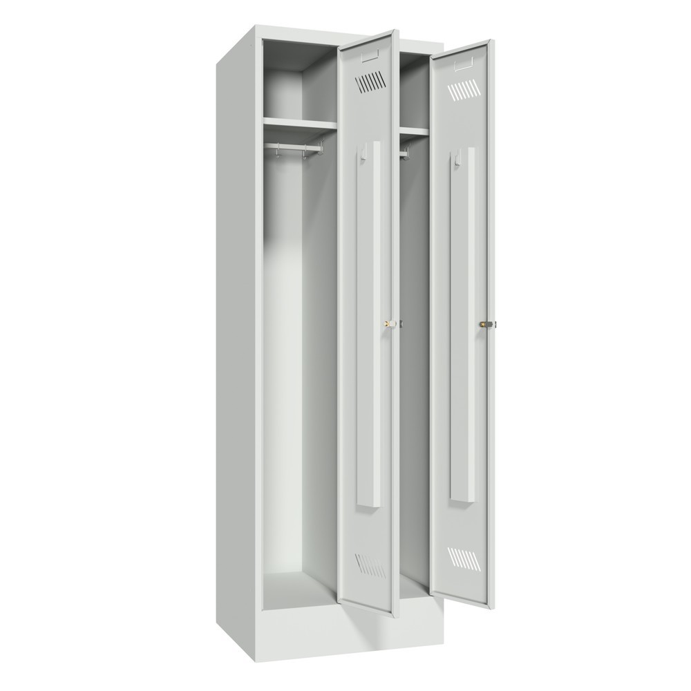 Productafbeelding nr. 3: Garderobekast PAVOY met sokkel + cilinderslot, met 2 compartimenten, hxbxd 1.850 x 630 x 500 mm, lichtgrijs, lichtgrijs