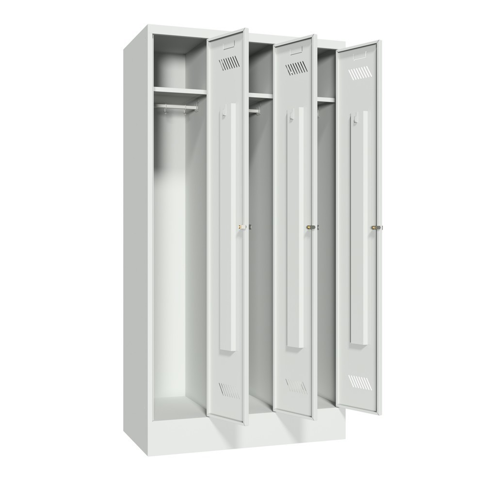 Produktabbildung Nr. 3: Garderobekast PAVOY met sokkel + cilinderslot, met 3 compartimenten, hxbxd 1.850 x 930 x 500 mm, lichtgrijs, lichtgrijs
